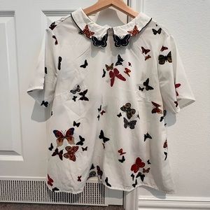 🦋ModCloth butterfly collared blouse- XLarge, short sleeve